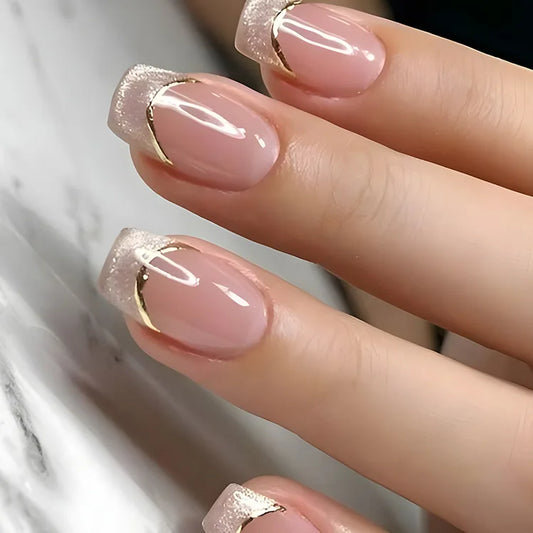 Nude Cat Eye French No. 13 press-on nails