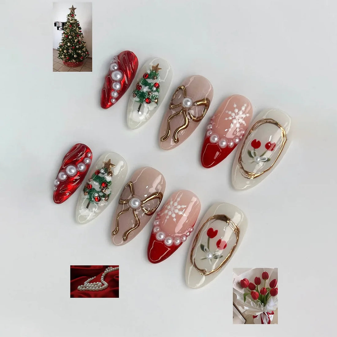 Holiday Glitter Almond No. 08 press-on nails