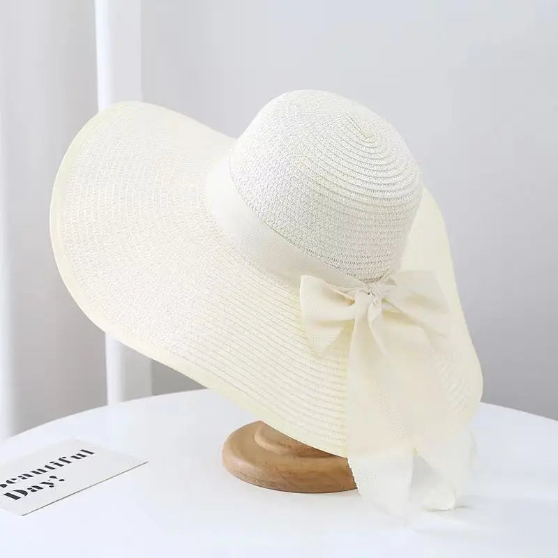 Wide Brim Straw Hat for Women – Retro French Summer Sun Hat