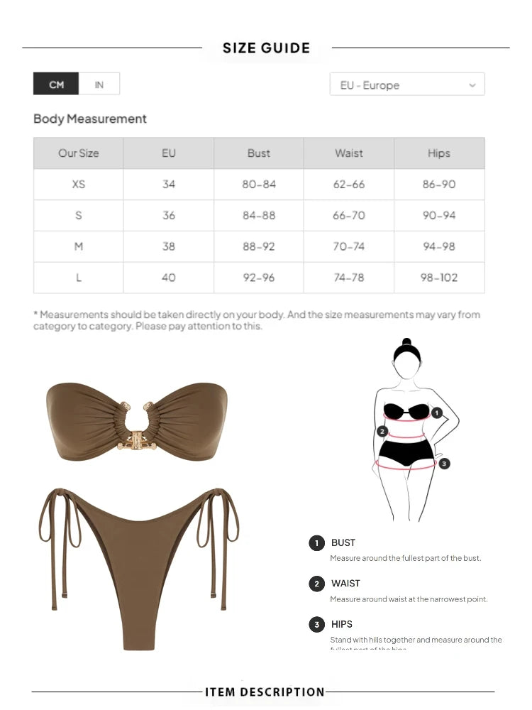O-Ring Bandeau Bikini – Sexy Tie-Side Swimsuit for Women