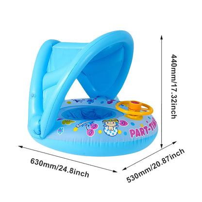 Ceeprints Baby Inflatable Swimming Ring with Sunshade