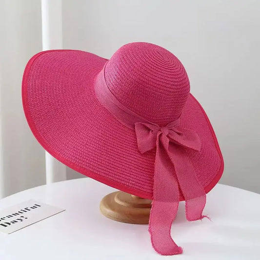 Wide Brim Straw Hat for Women – Retro French Summer Sun Hat