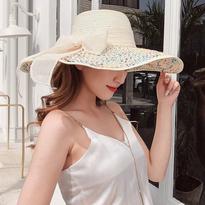 Korean Style Summer Straw Hat – Large Brim Sun Protection Beach Hat