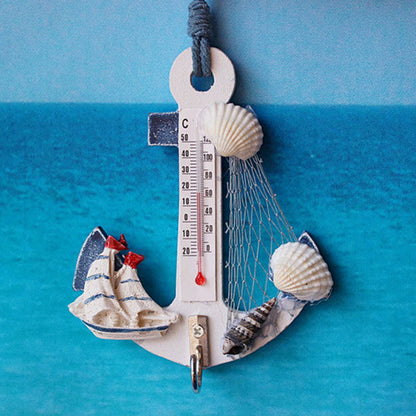 Wooden Anchor Thermometer – Nautical Wall Decor