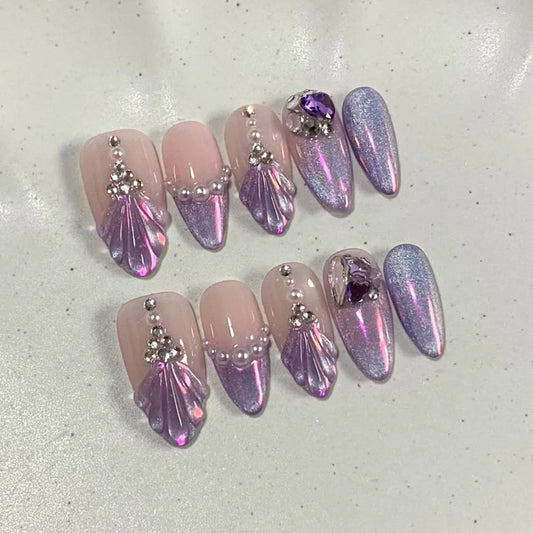Flower French Almond No. 19 press-on nails