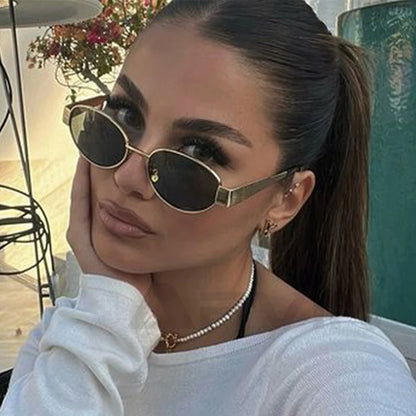 Fashion Oval Sunglasses – Retro Trend Metal Frame UV400 Eyewear