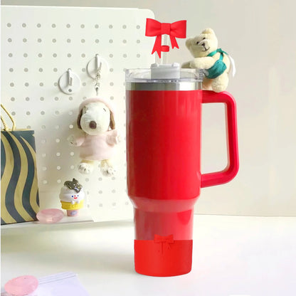 Silicone Cup Cover – Anti-Slip & Heat-Insulating Base with Butterfly Bow, Fits 12–40oz Tumblers