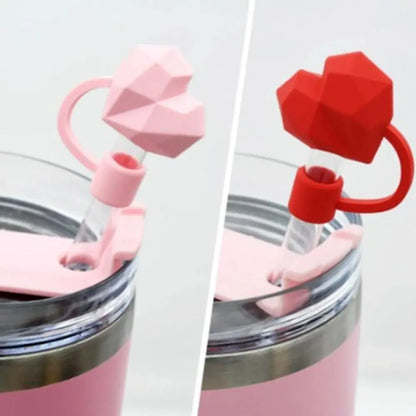10mm Heart Straw Covers – Kawaii Anti-Spill Silicone Toppers for 30/40oz tumbler