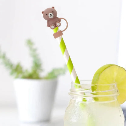 1PC Bear Straw Tip Cover – 10mm Dust-Proof Silicone Topper for 30/40oz Tumblers