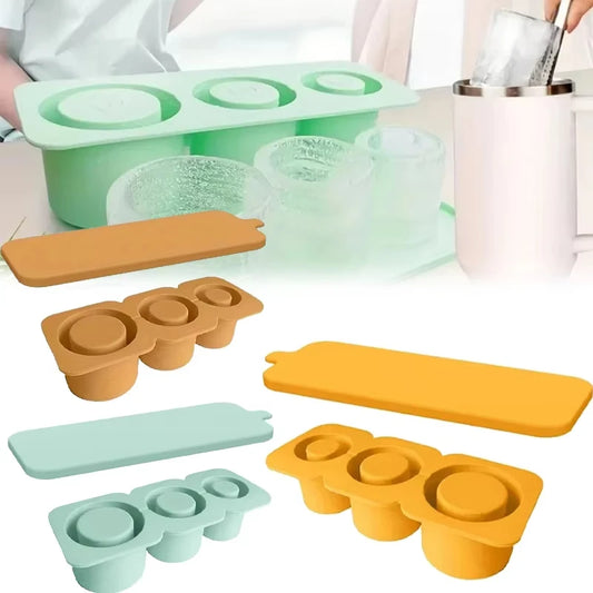 Silicone Ice Mold with Lid – Cylinder Shape for Tumblers, Freezer Bin for Drinks & Cocktails