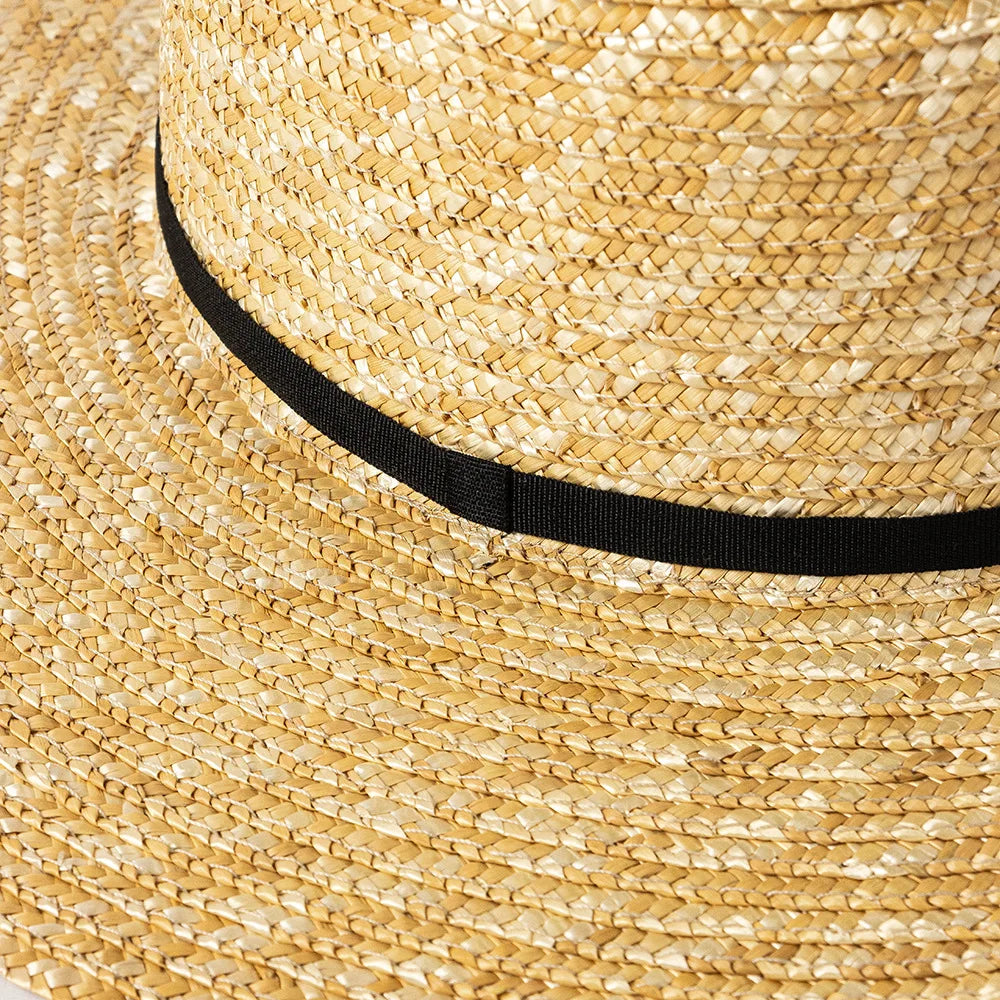 Ceeprints Pearl Tie Wide Brim Straw Fedora Hat