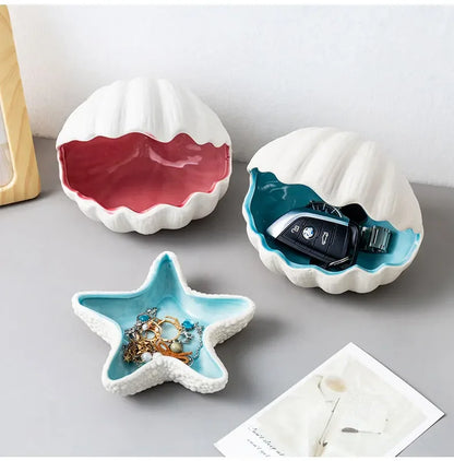 Ceramic Sea Shell Jewelry Tray – Elegant Decorative Storage