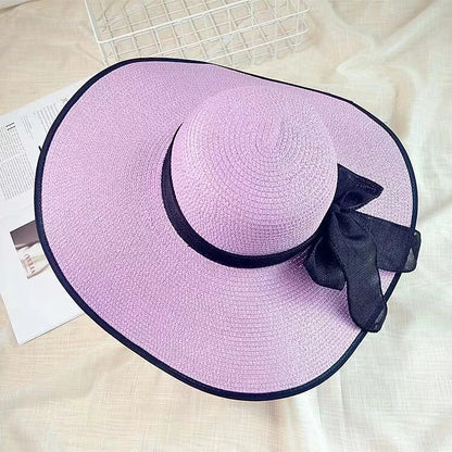 Wide Brim Straw Fedora Hat for Women – French Retro Summer Sun Hat