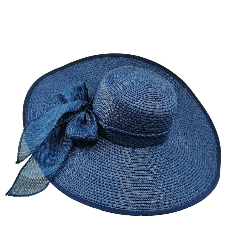 Wide Brim Straw Fedora Hat for Women – French Retro Summer Sun Hat