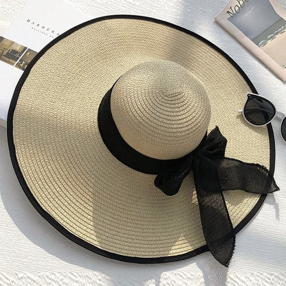 Women's Oversized Brim Straw Hat – Summer Sun Protection Beach Hat