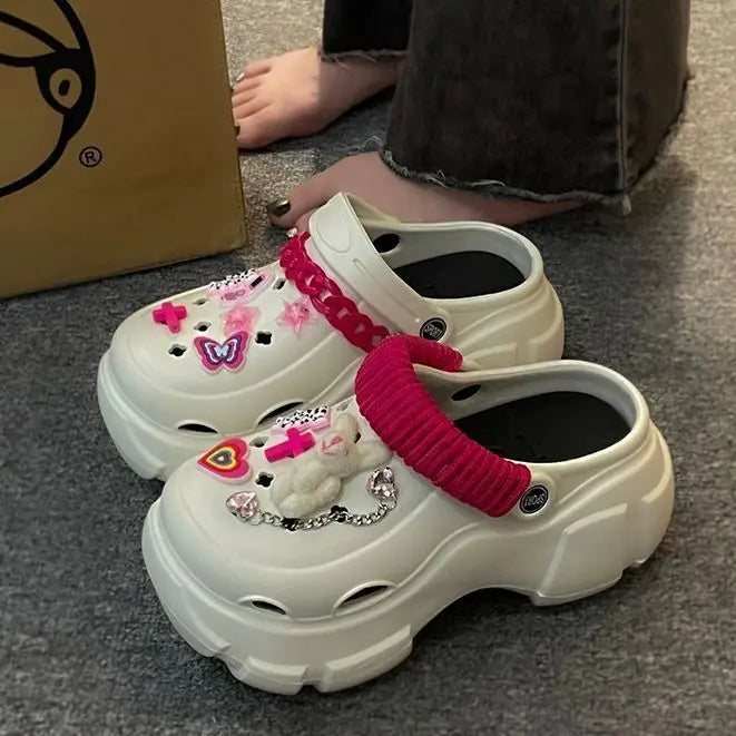Women’s Waterproof Platform Clogs – Designer Sandals with Charms