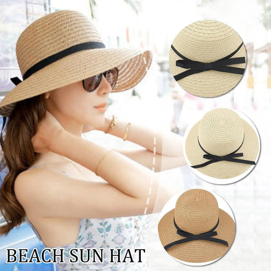 Summer Straw Hat – Wide Brim Foldable Beach Sun Hat for Women