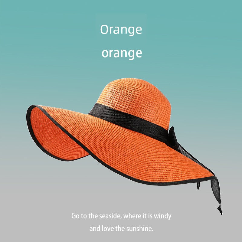 Summer Female Seaside Travel Easiest for Match Wide Brim Sun Straw Hat