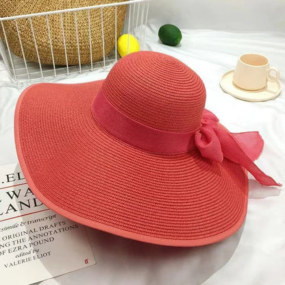 Wide Brim Straw Fedora Hat for Women – French Retro Summer Sun Hat