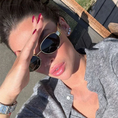 Fashion Oval Sunglasses – Retro Trend Metal Frame UV400 Eyewear
