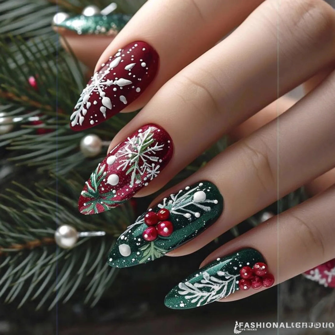 Holiday Glitter Almond No. 10 press-on nails