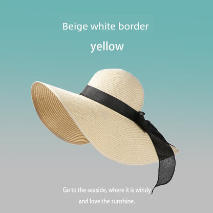 Summer Female Seaside Travel Easiest for Match Wide Brim Sun Straw Hat