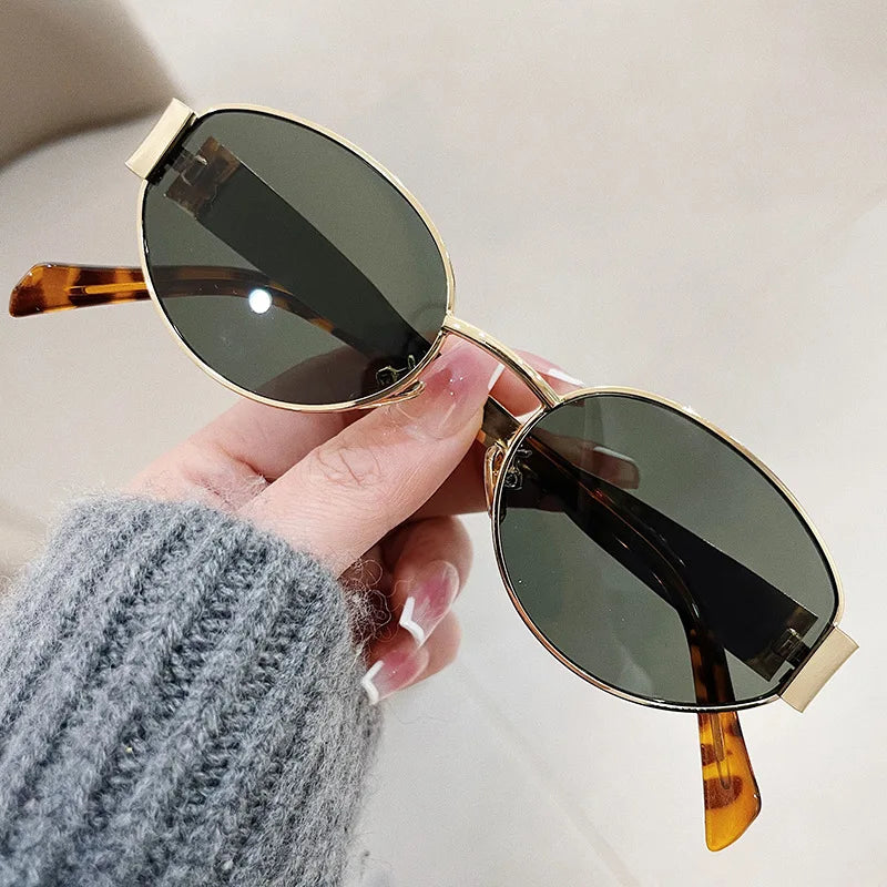 Fashion Oval Sunglasses – Retro Trend Metal Frame UV400 Eyewear