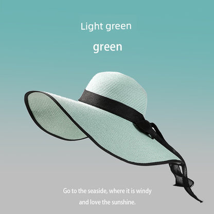 Summer Female Seaside Travel Easiest for Match Wide Brim Sun Straw Hat