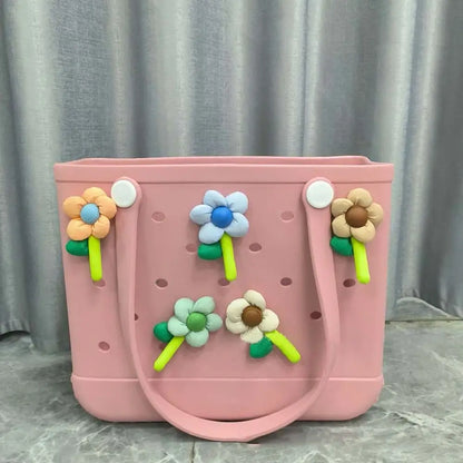 Colorful Flower Charms – Fashion Accessories for Beach Bags & Totes