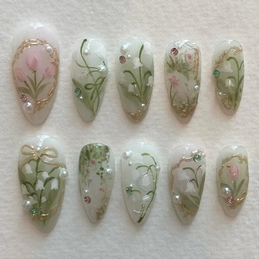 Kawaii Flower Almond No. 31 press-on nails