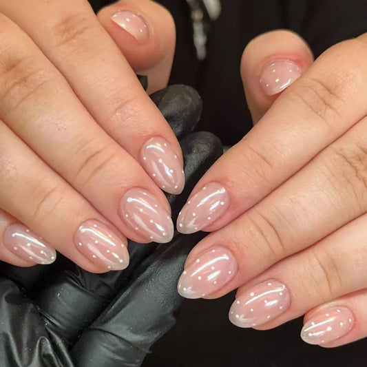 Flower French Almond No. 23 press-on nails