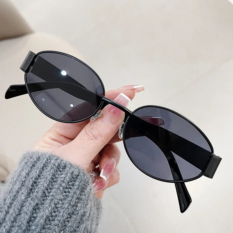 Fashion Oval Sunglasses – Retro Trend Metal Frame UV400 Eyewear