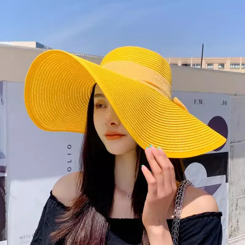 Korean Style Summer Straw Hat – Large Brim Sun Protection Beach Hat