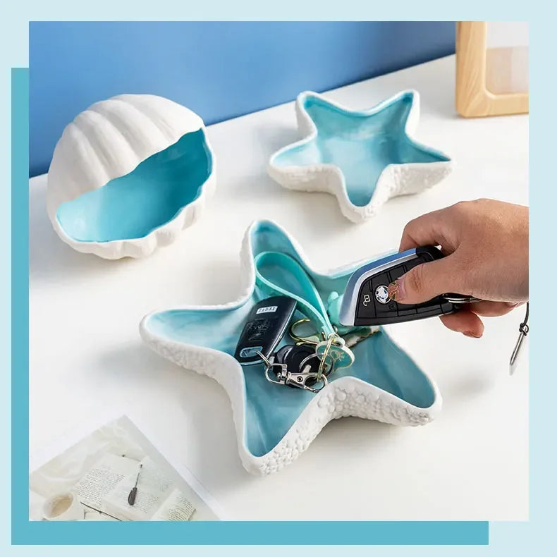 Ceramic Sea Shell Jewelry Tray – Elegant Decorative Storage