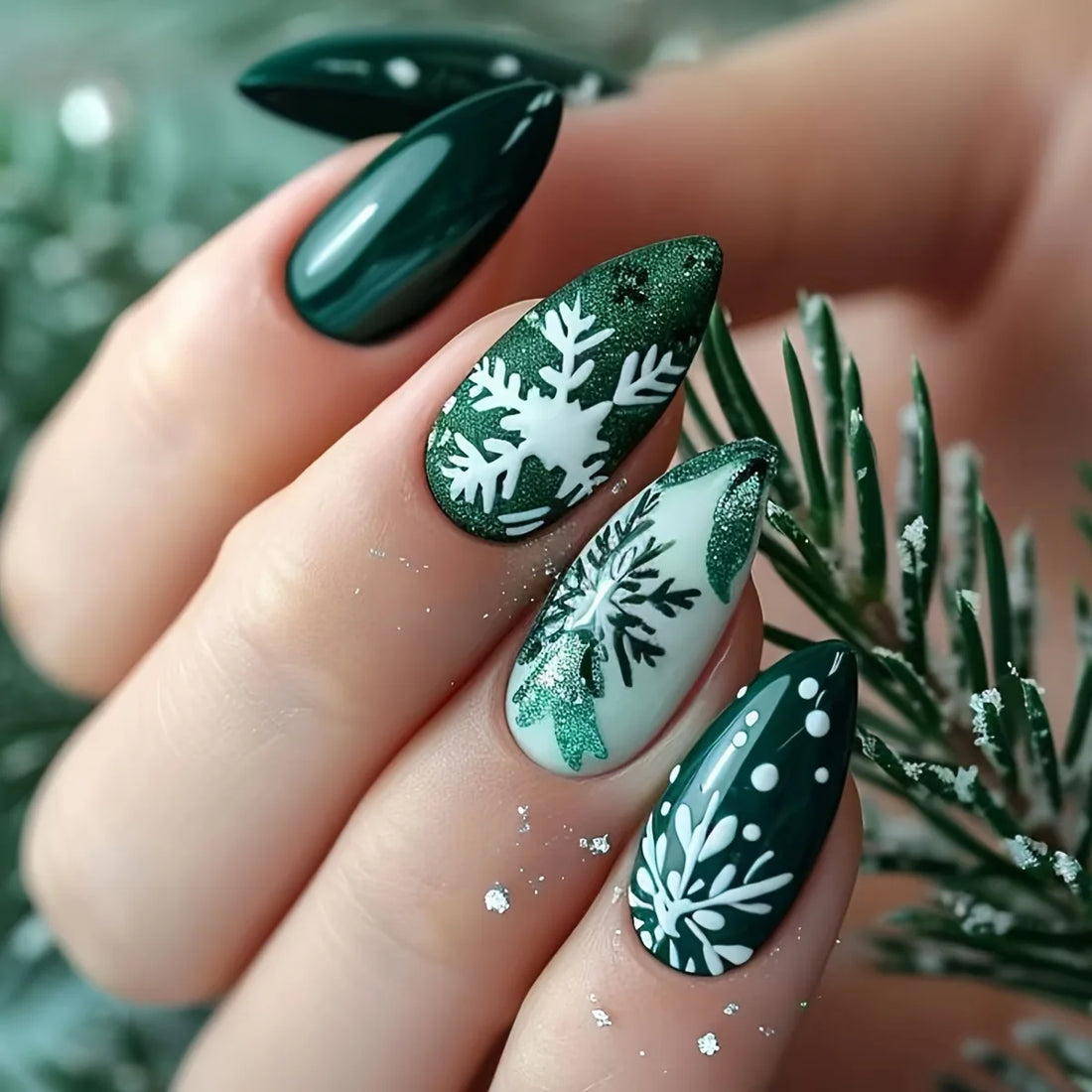 Holiday Glitter Almond No. 07 press-on nails