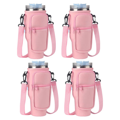 1/2/4PCS 40oz Water Bottle Carrier – Adjustable Strap Pouch for Thermos/Mugs