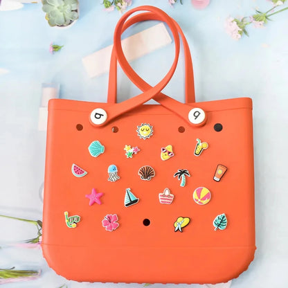 18PCS Summer Bag Charms – Random Rubber Buckles for Beach Totes
