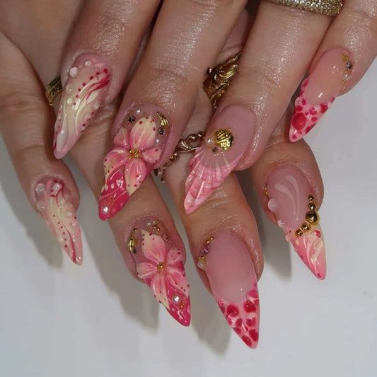 Flower French Almond No. 07 press-on nails