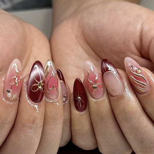 Flower French Almond No. 18 press-on nails