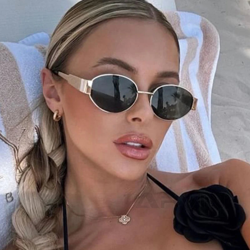 Fashion Oval Sunglasses – Retro Trend Metal Frame UV400 Eyewear