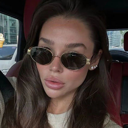 Fashion Oval Sunglasses – Retro Trend Metal Frame UV400 Eyewear