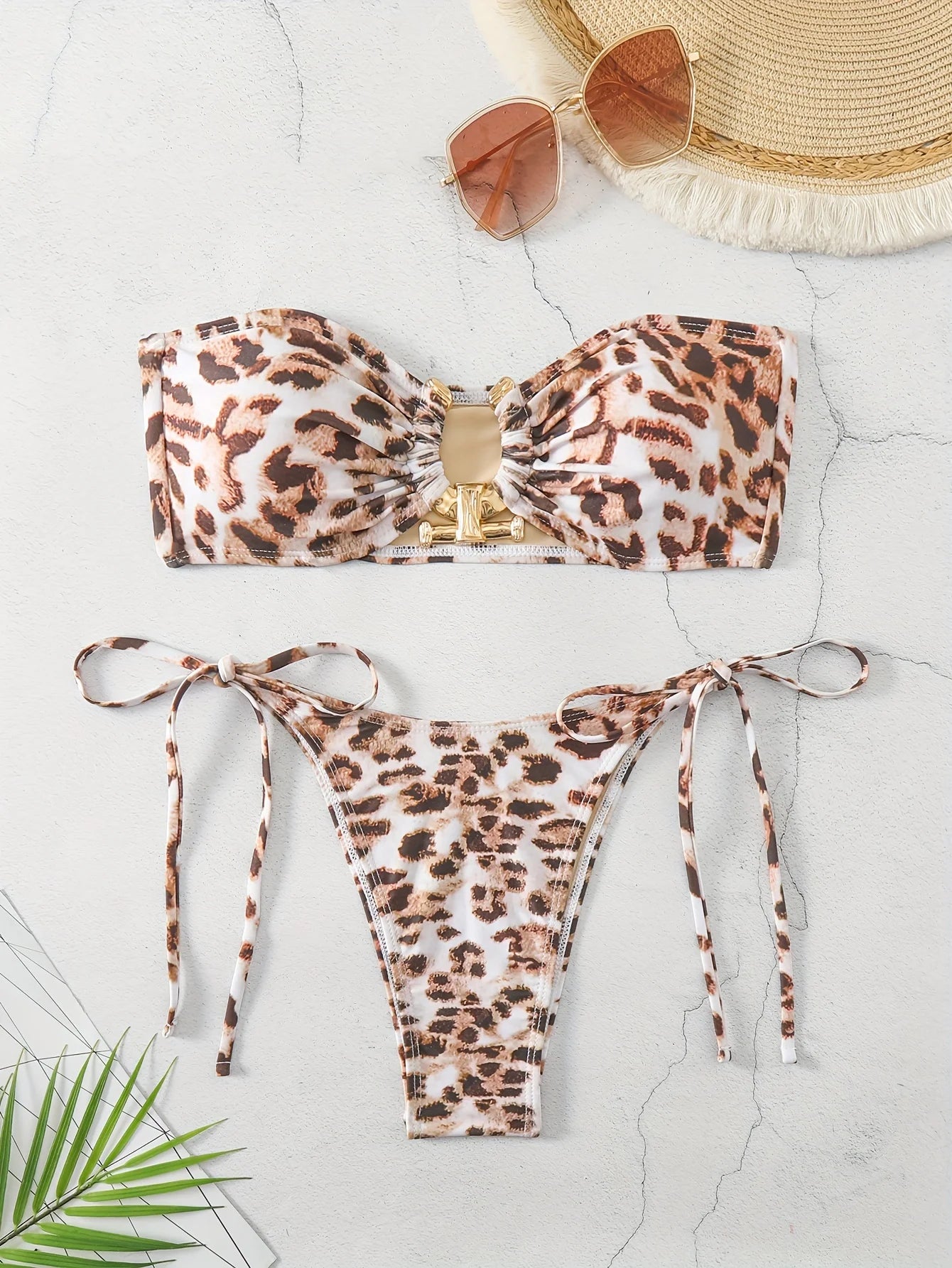 O-Ring Bandeau Bikini – Sexy Tie-Side Swimsuit for Women