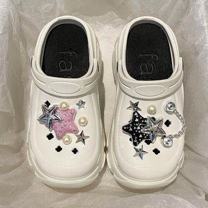 Women’s Waterproof Platform Clogs – Designer Sandals with Charms
