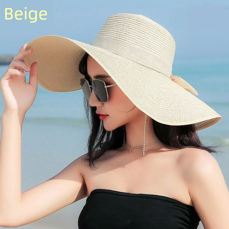 Korean-Style Wide Brim Straw Hat – Fashionable Sun Protection for Women