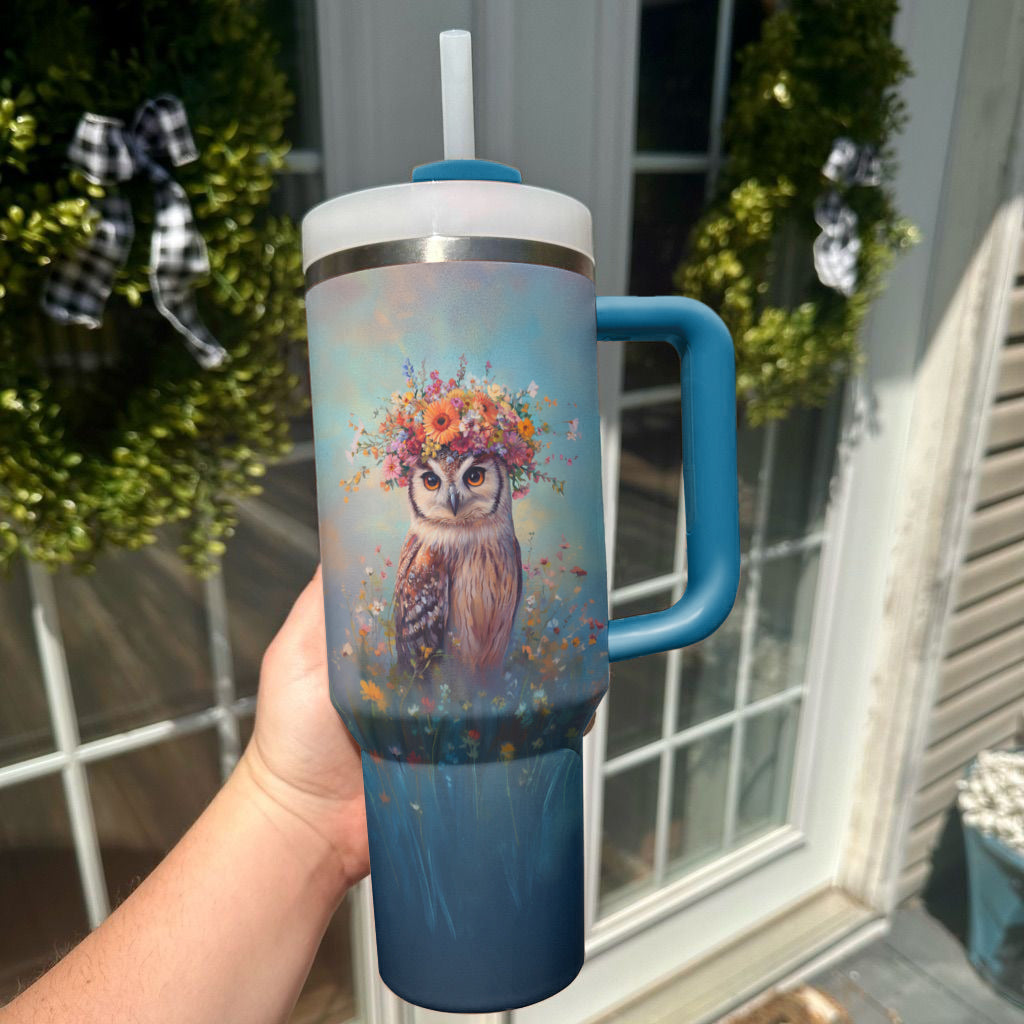 Ceeprints Tumbler Flower Crown Owl