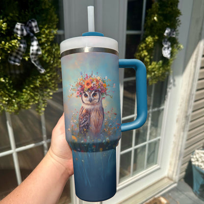 Ceeprints Tumbler Flower Crown Owl