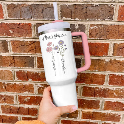 Ceeprints Personalized Tumbler Birth Month Flower with Kid's Names