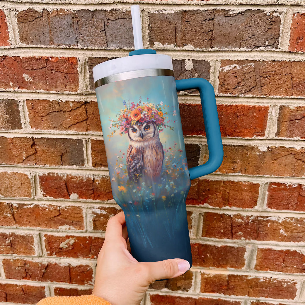 Ceeprints Tumbler Flower Crown Owl