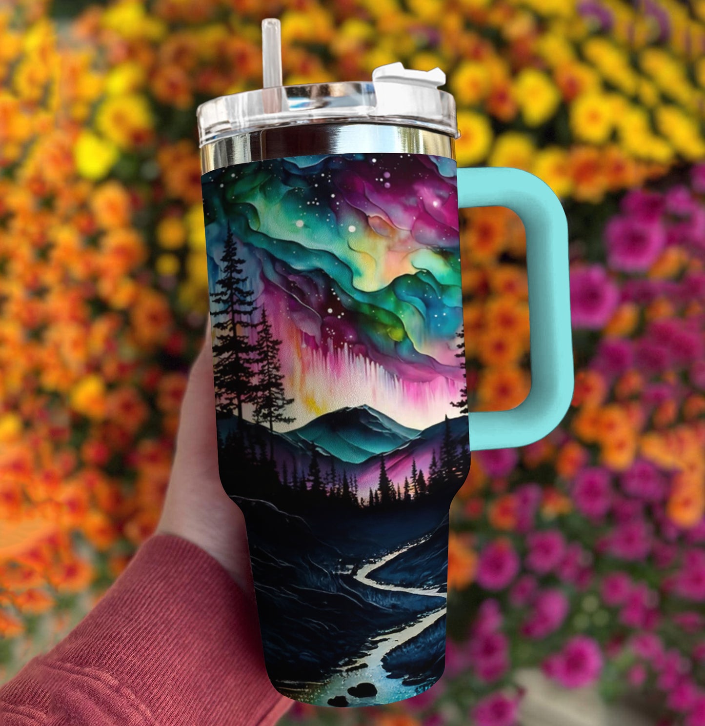 Ceeprints Tumbler Alcohol Ink Northern Lights