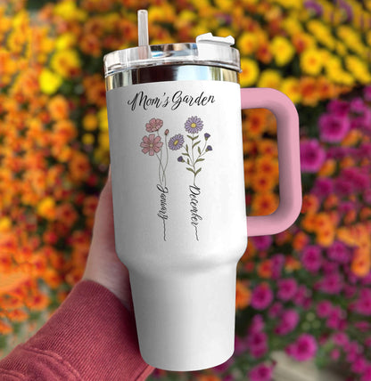 Ceeprints Personalized Tumbler Birth Month Flower with Kid's Names